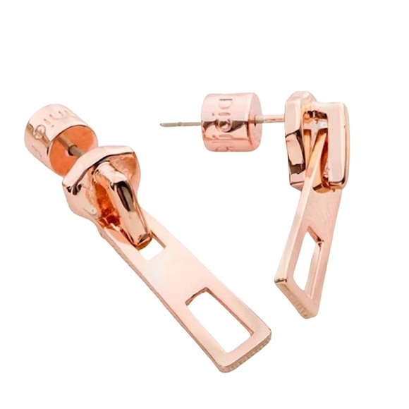 ALICIA BONNIE • The Zip Rose Gold Zipper Earrings - Picture 2 of 5